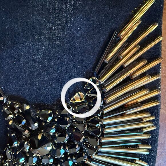 Trina Turk Miho Hand Beaded Clutch Shoulder Bag / Black Leather / Rare - Picture 12 of 14